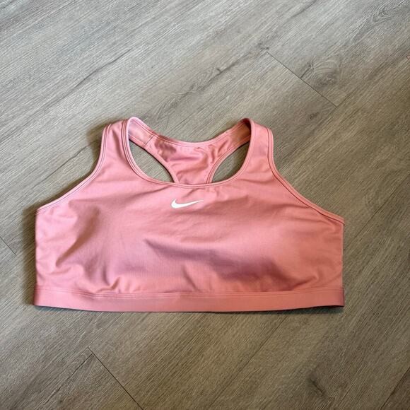 Nike Dri-FIT Plus Size Sports Bra 2X Pink Racerback Padded Swoosh Logo - Picture 2 of 9
